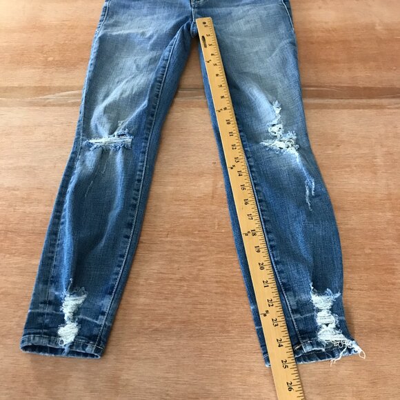 Good American Good Waist Jeans Women 4/27 Blue High Rise Distressed GWCCH075T - Picture 6 of 12